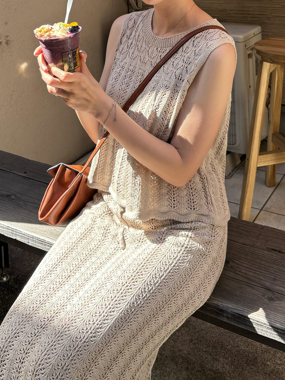 パンチングレースニットノースリーブ&スカートSET | 詳細画像8