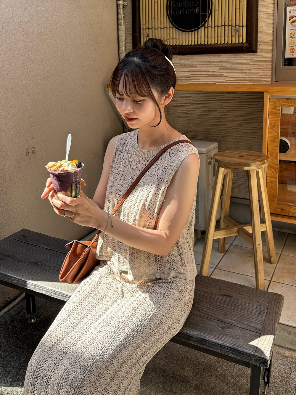 パンチングレースニットノースリーブ&スカートSET | 詳細画像10
