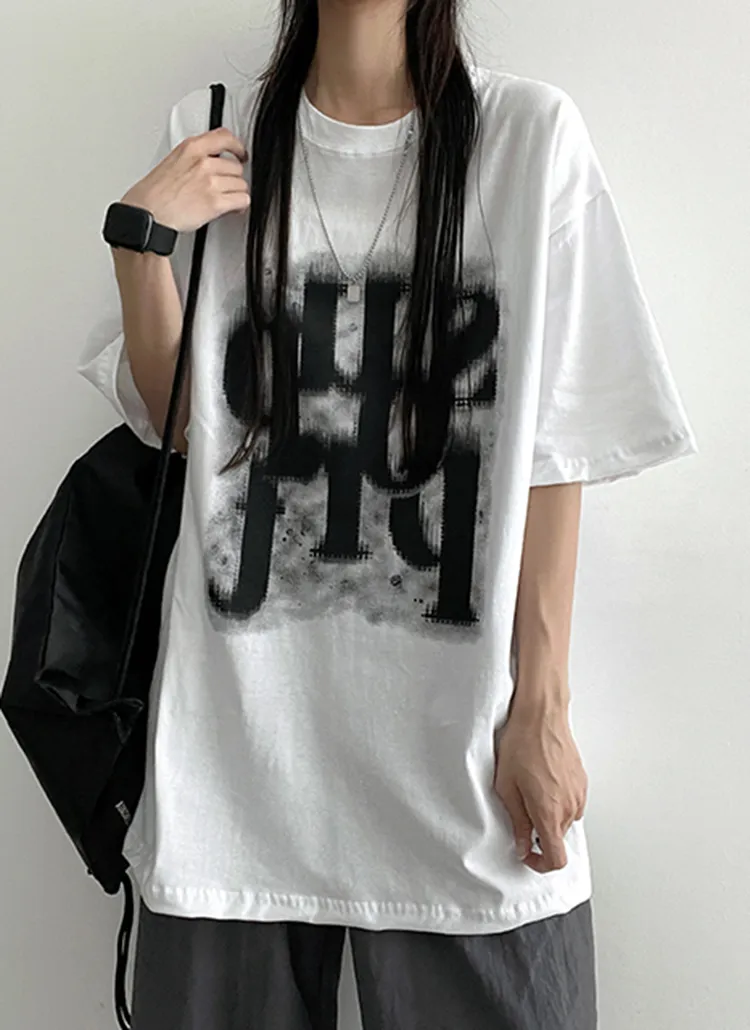 ビッグスプレーレタリング半袖Tシャツ | hijjoo | 詳細画像1