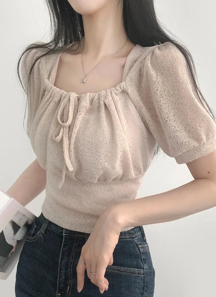 ストリングネック半袖Tシャツ | lilisense | 詳細画像1