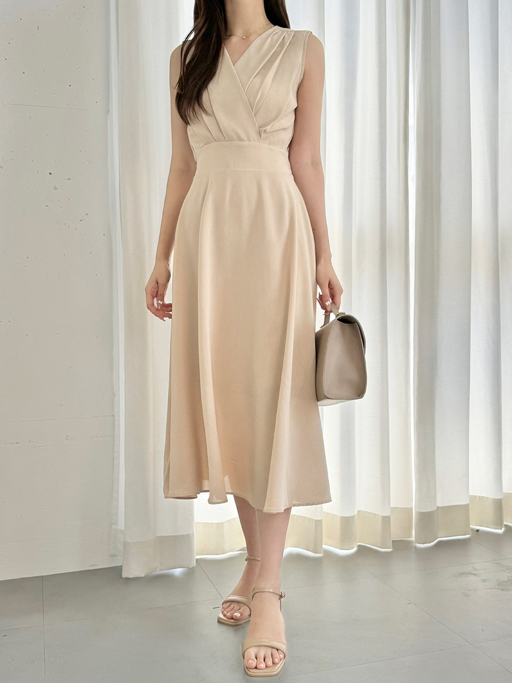 Vネックウエストリボンロングワンピース | 詳細画像8