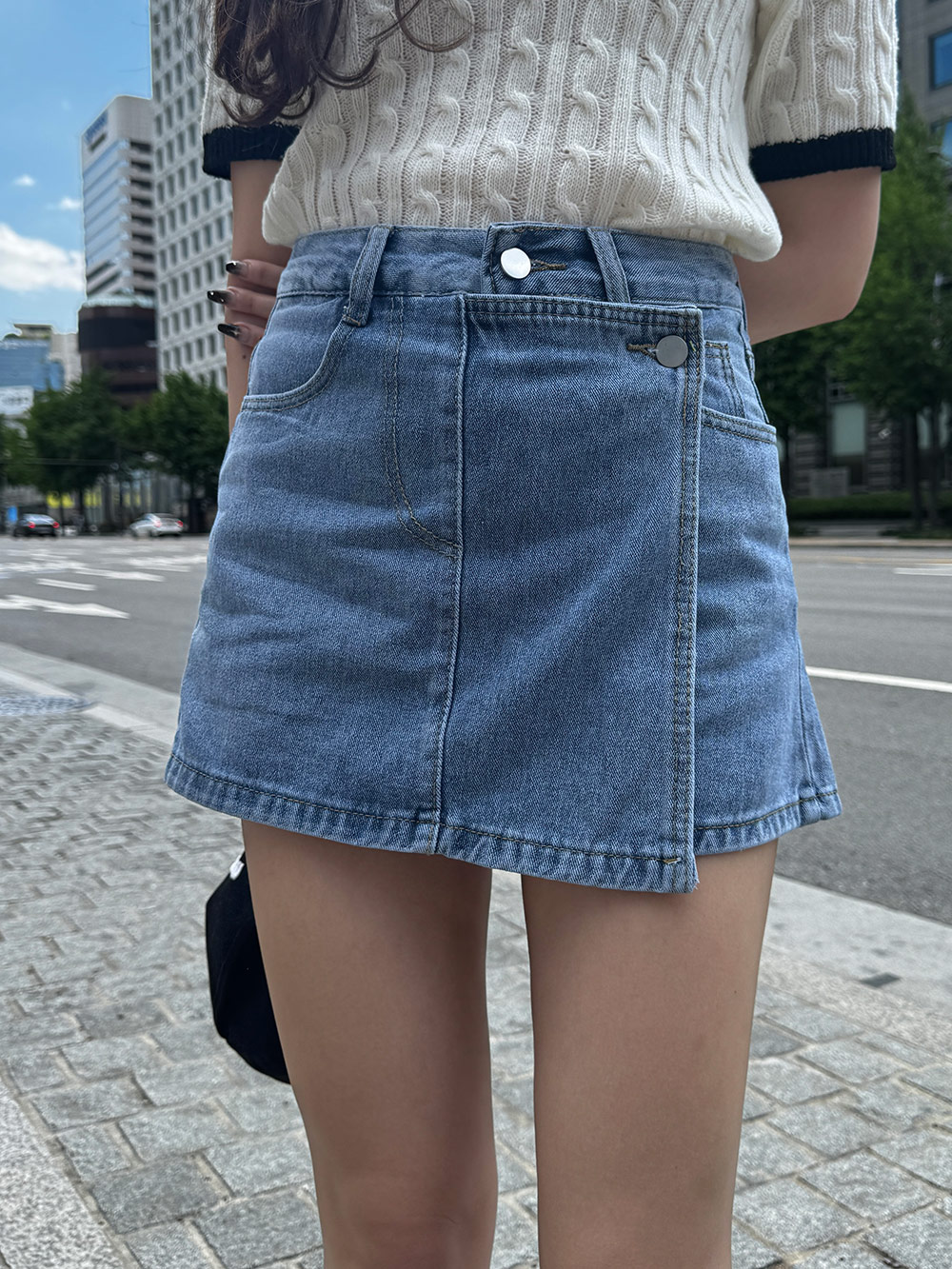 ラップ調デニムスカートパンツ | 詳細画像12