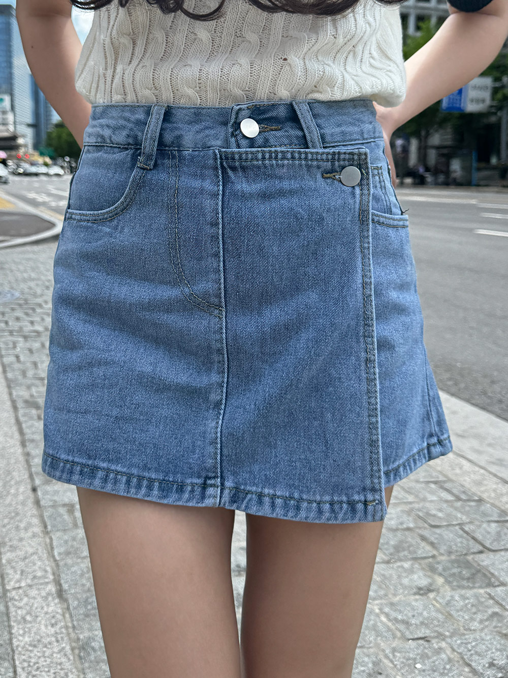 ラップ調デニムスカートパンツ | 詳細画像13