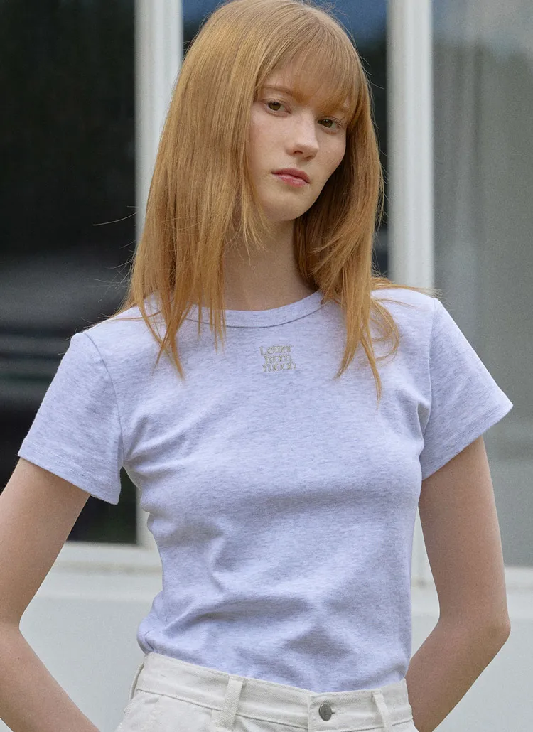 ミニ刺繍レタリング半袖Tシャツ | 詳細画像1