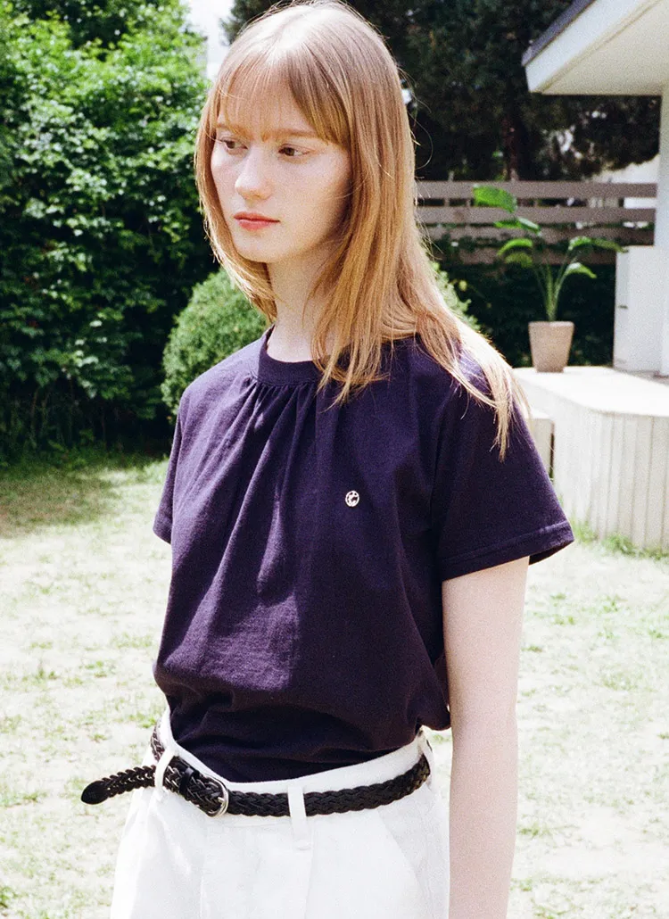 モチーフギャザーラウンドネック半袖Tシャツ | 詳細画像1