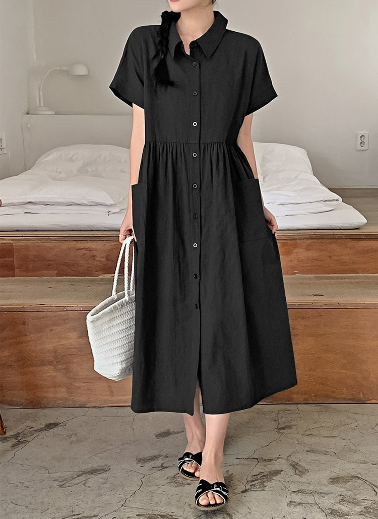 半袖ストライプシャツワンピース | レディースファッション通販 - DHOLIC