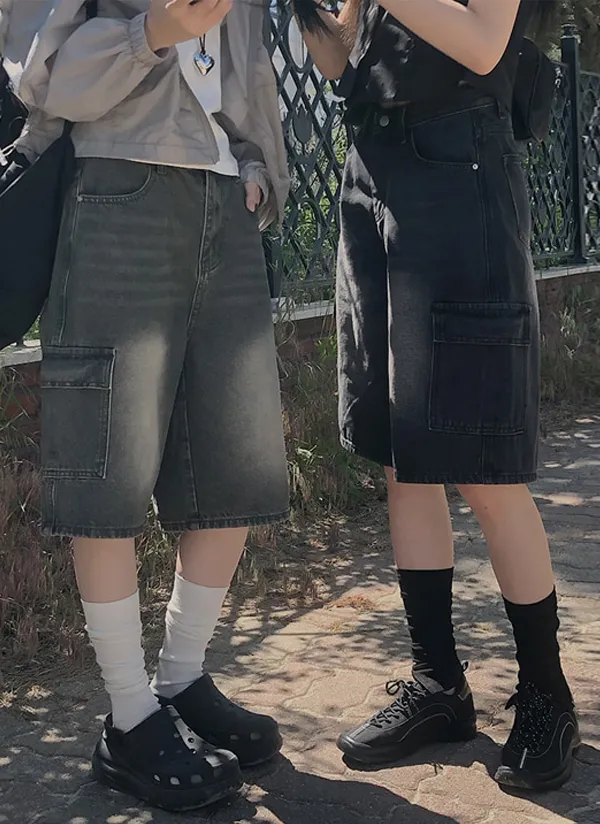 ウォッシュカーゴバミューダデニムパンツ | anyonemore | 詳細画像1