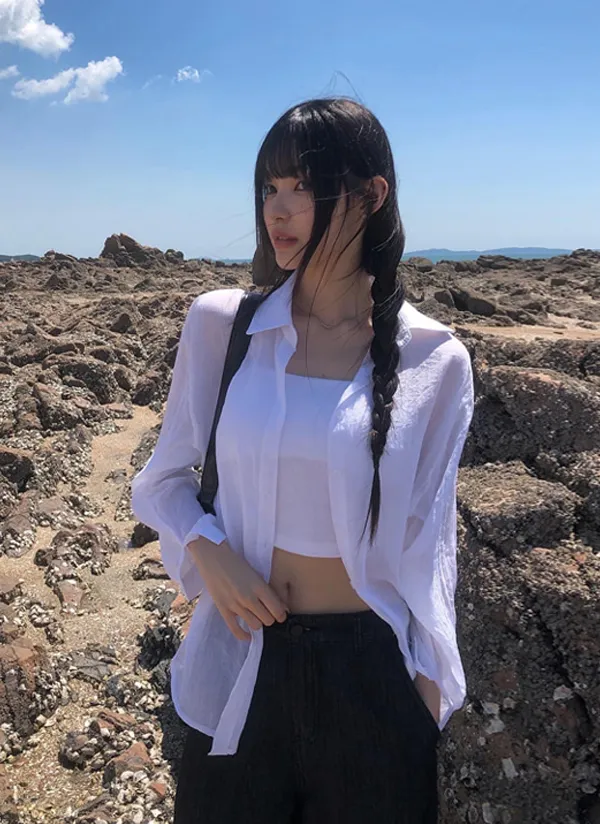 ベーシックルーズシースルーシャツ | anyonemore | 詳細画像1