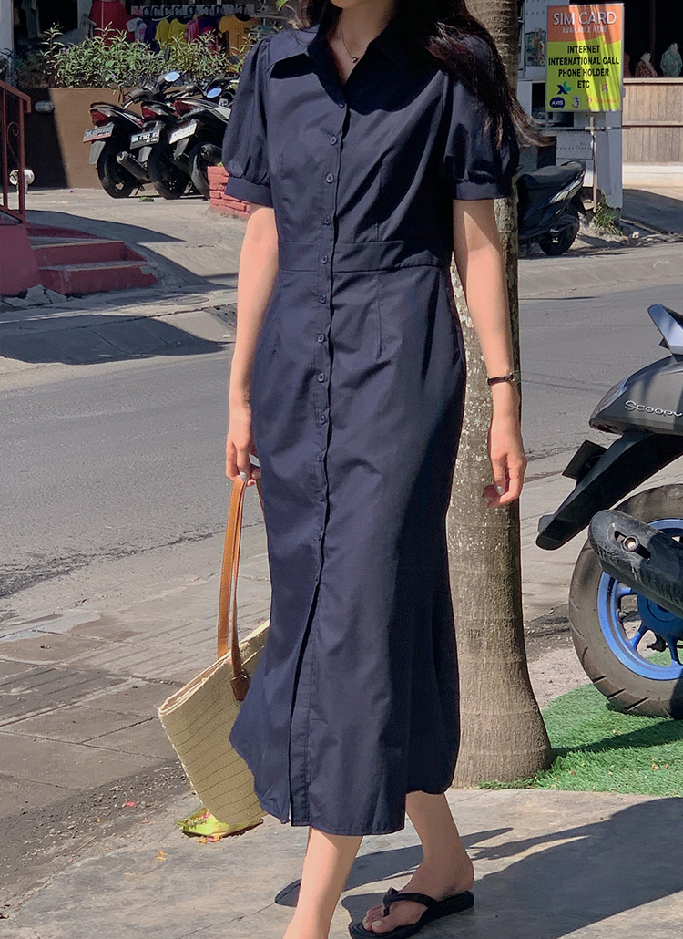 OBSIDIAN ホワイト シャツワンピース 半袖 半袖マーメイドシャツワンピース | レディースファッション通販 - DHOLIC