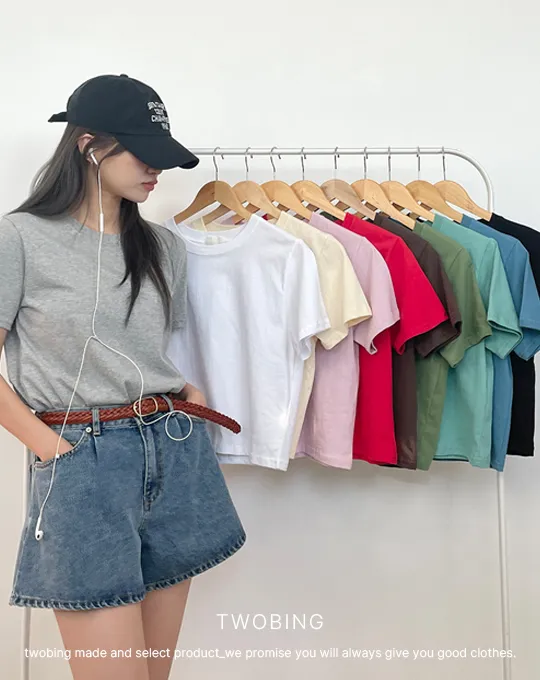 ラウンドネック半袖Tシャツ | twobing | 詳細画像1