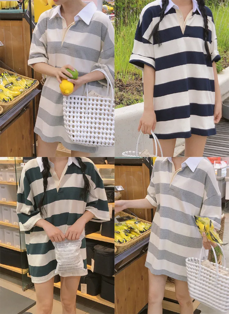 ポロカラーオーバーボーダーTシャツ | naturalmind | 詳細画像1