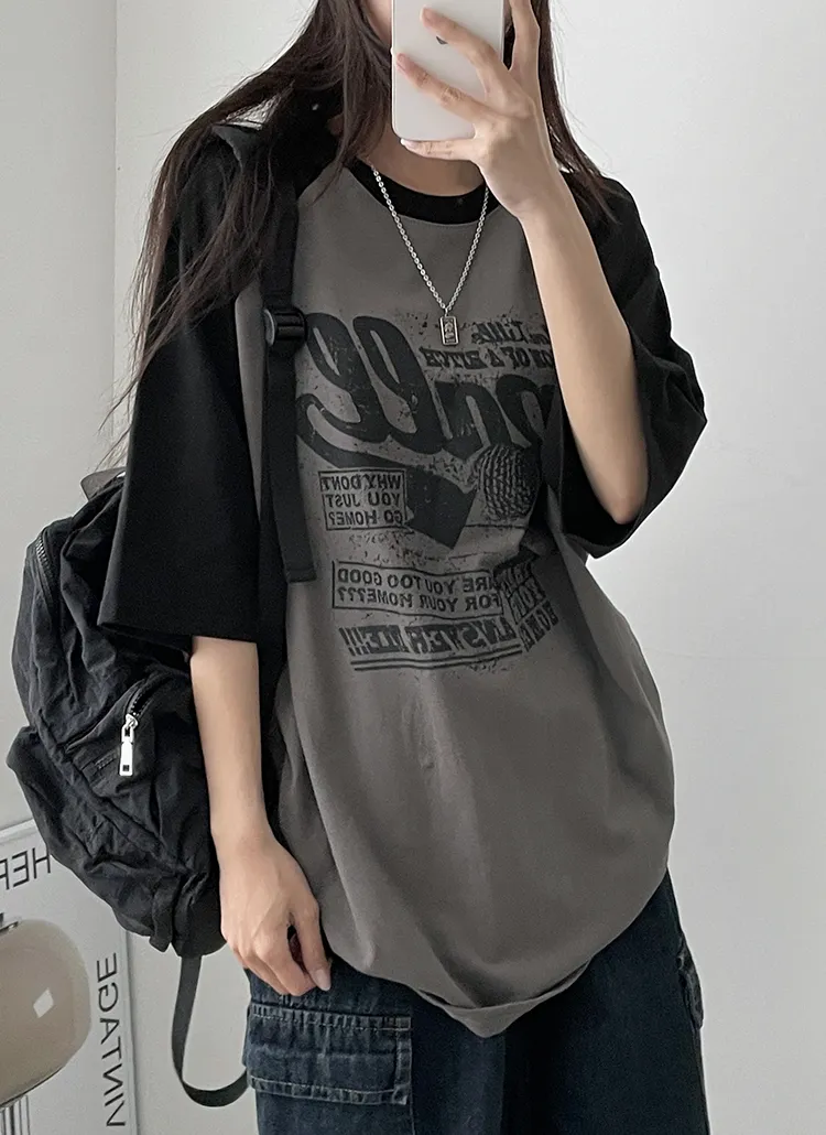 配色ラグランボール半袖Tシャツ | hijjoo | 詳細画像1