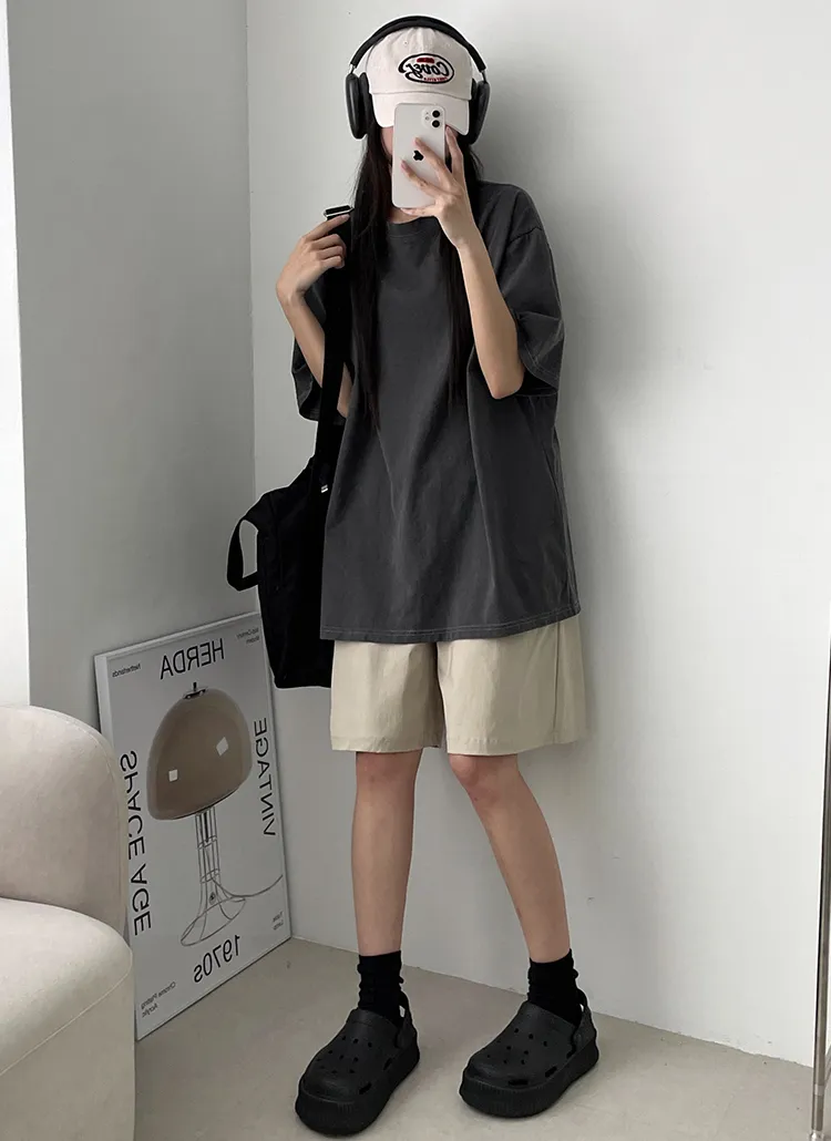 ピグメントウォッシュオーバー半袖Tシャツ | hijjoo | 詳細画像1