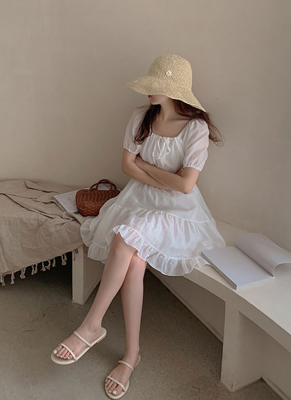 フリルティアードパフミニワンピース | レディースファッション通販