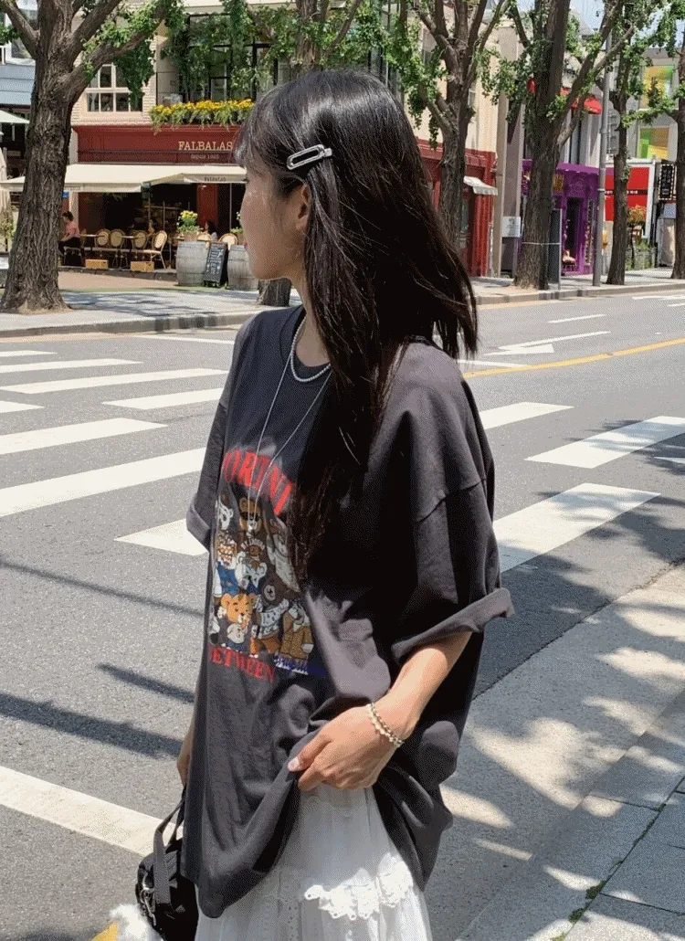 ビンテージベアプリントオーバーTシャツ | mandarinetree | 詳細画像1