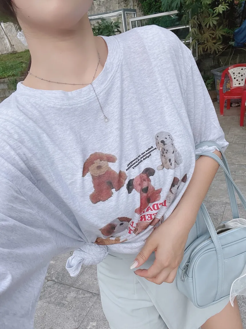 ミックスドッグプリント半袖Tシャツ | mirangmirang | 詳細画像5
