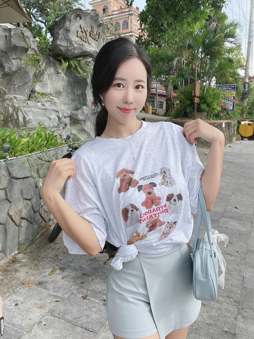 ミックスドッグプリント半袖Tシャツ | mirangmirang | 詳細画像9