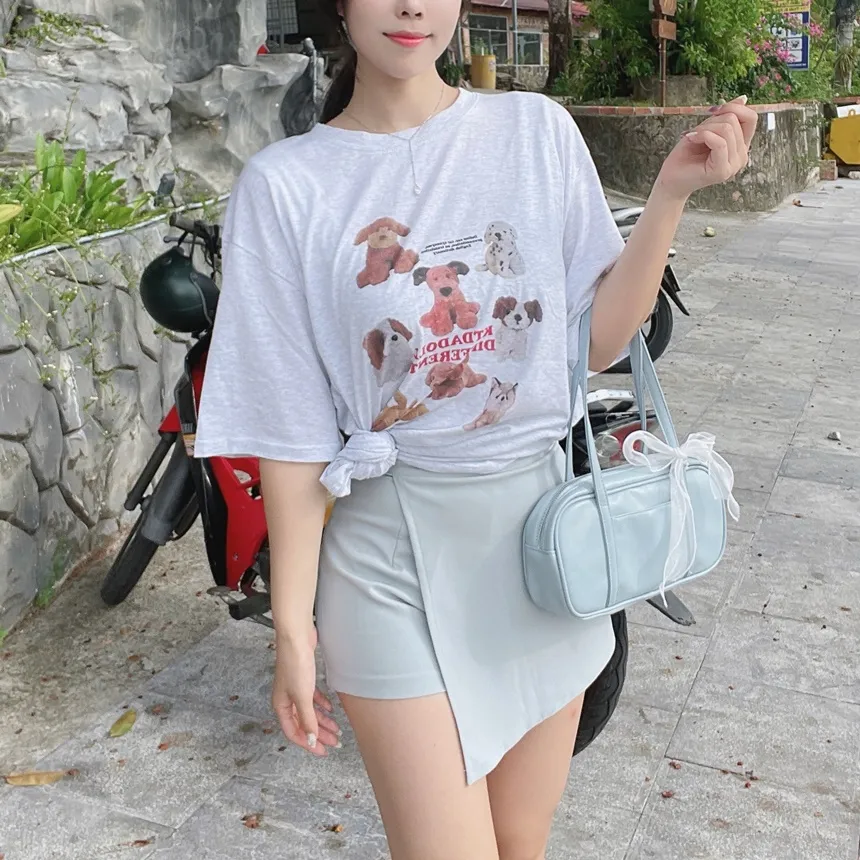 ミックスドッグプリント半袖Tシャツ | mirangmirang | 詳細画像10