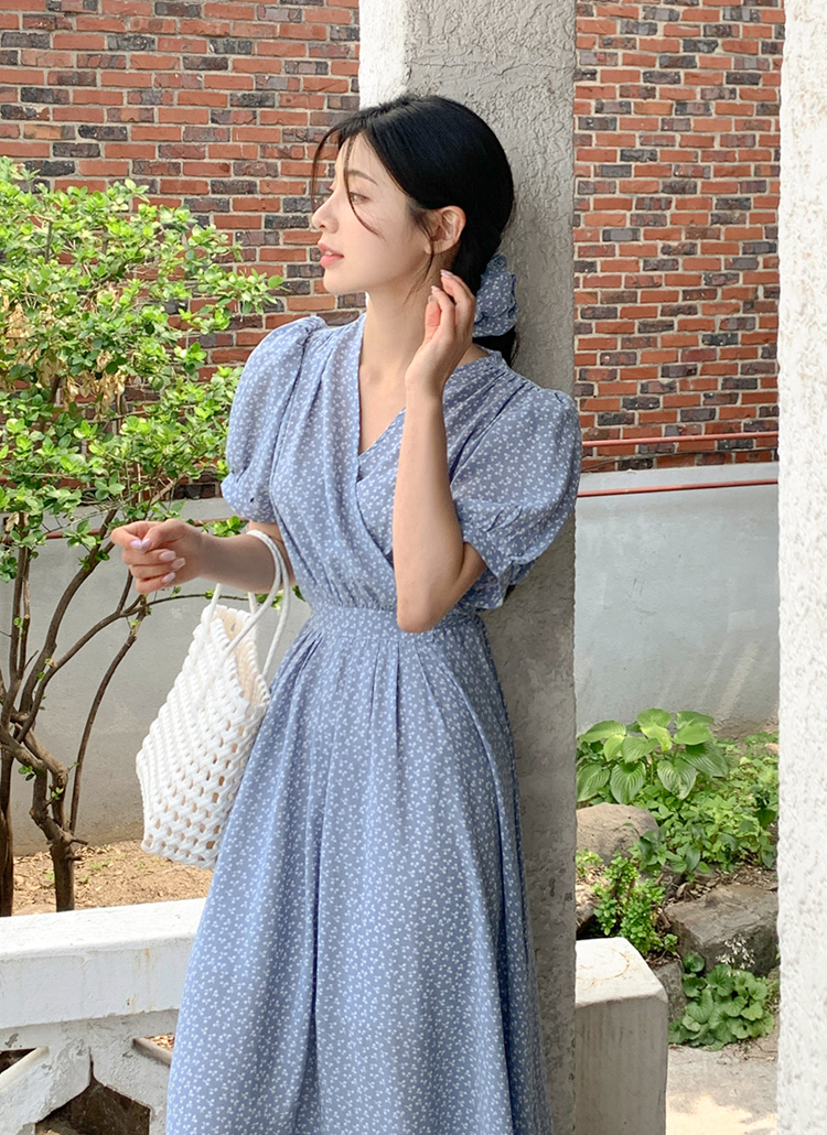 シュシュ付カシュクールフラワーワンピース | レディース