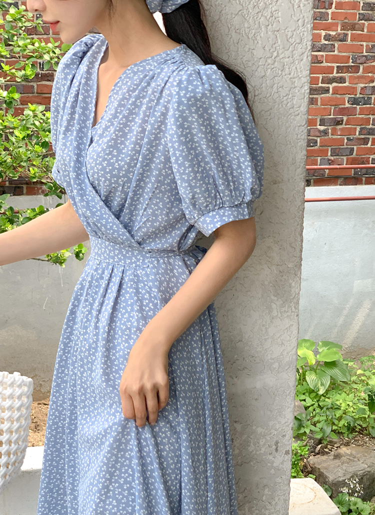 【8/26値下げ‼︎エステラケー】カシュクールフラワーワンピース カシュクールフラワーワンピース【洗濯機洗い可】（ミドル