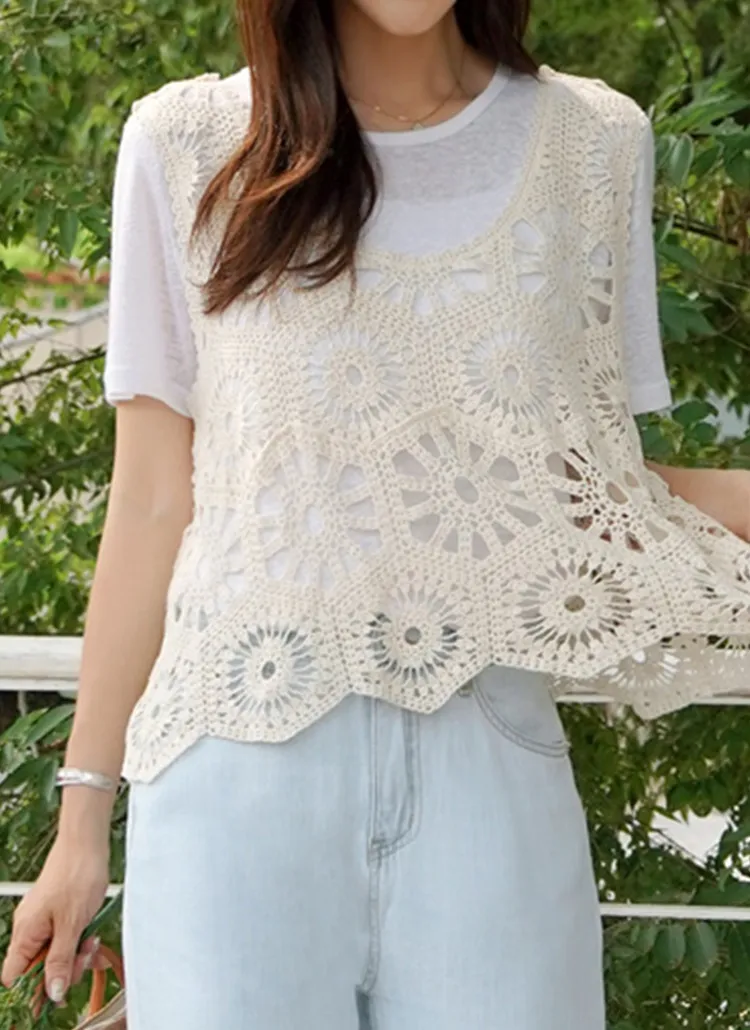 スカラップクロシェニットビスチェ | レディースファッション通販 - DHOLIC 