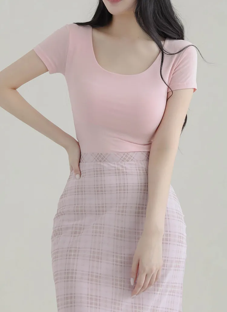 Uネックスリム半袖Tシャツ | arima | 詳細画像1