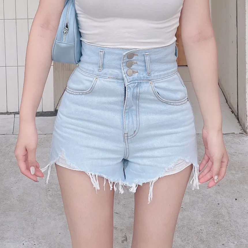3ボタンダメージショートデニムパンツ | mirangmirang | 詳細画像2