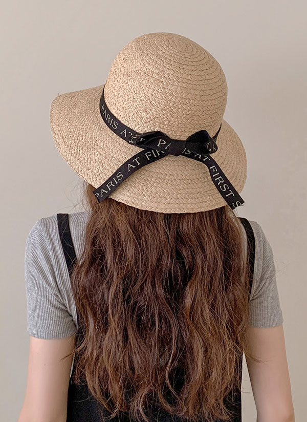ラフィアハット 麦わら帽子 レディース WUY ビッグリボン novel ハット