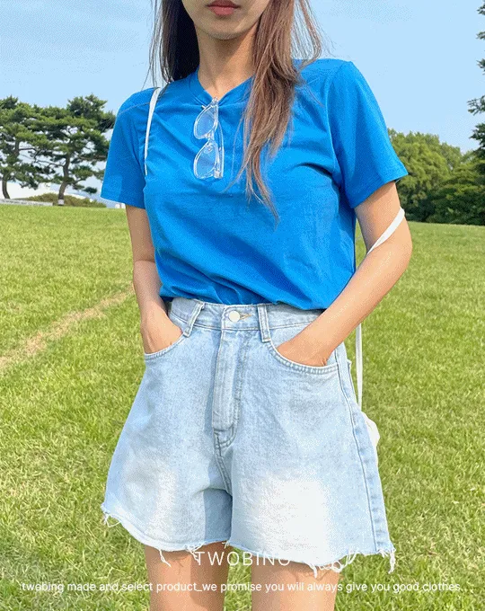 ラウンドネックシンプル半袖Tシャツ | twobing | 詳細画像1