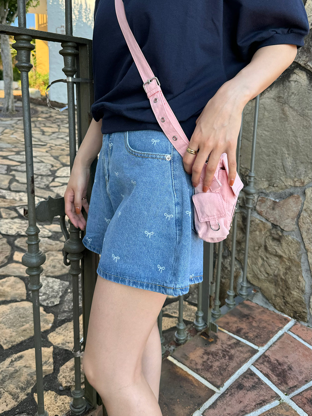 ミニリボン刺繍デニムショートパンツ | 詳細画像9