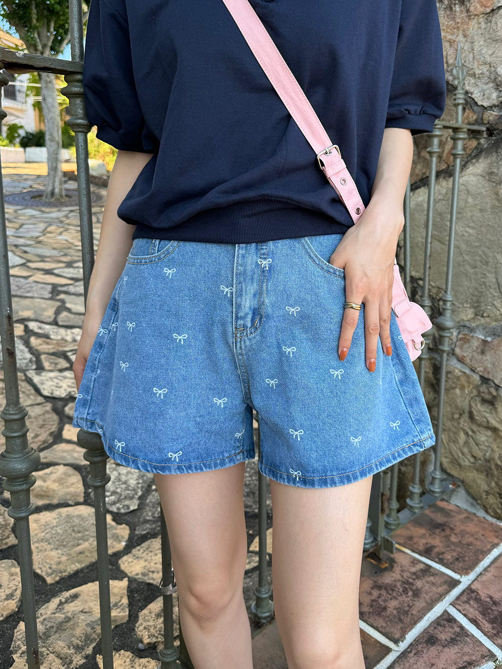 ミニリボン刺繍デニムショートパンツ | 詳細画像14