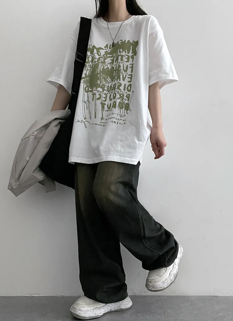 ペイントレタリング半袖Tシャツ | hijjoo | 詳細画像1