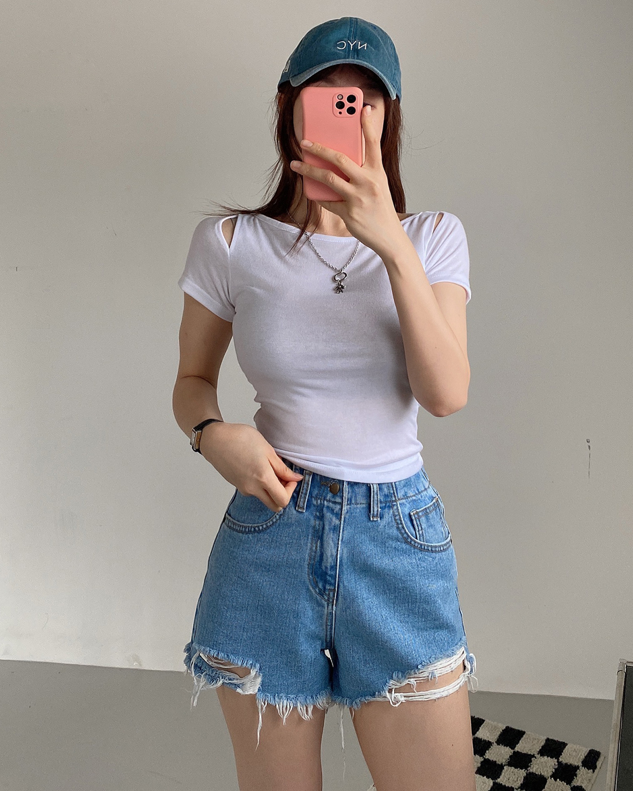 スリットボートネッククロップド半袖Tシャツ | 詳細画像5