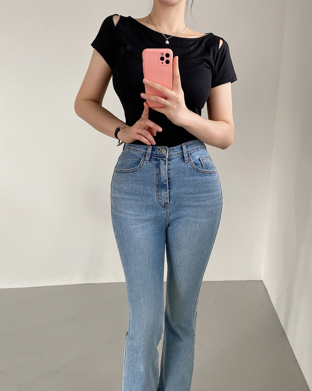 スリットボートネッククロップド半袖Tシャツ | 詳細画像8