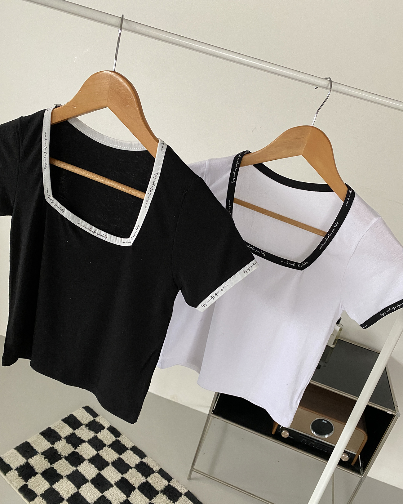 配色レタリングスクエアネッククロップド半袖Tシャツ | 詳細画像13
