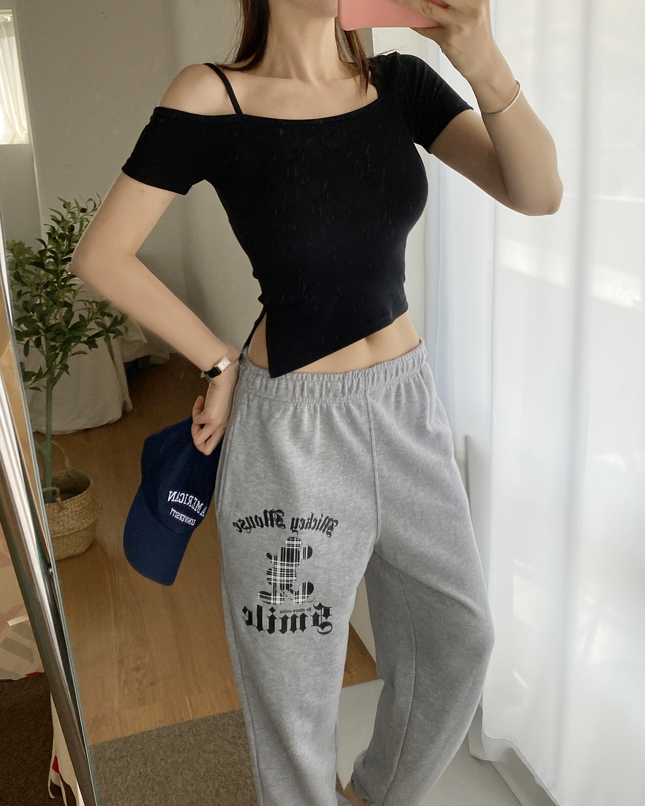 ワンショルスリット半袖クロップドTシャツ | 詳細画像10