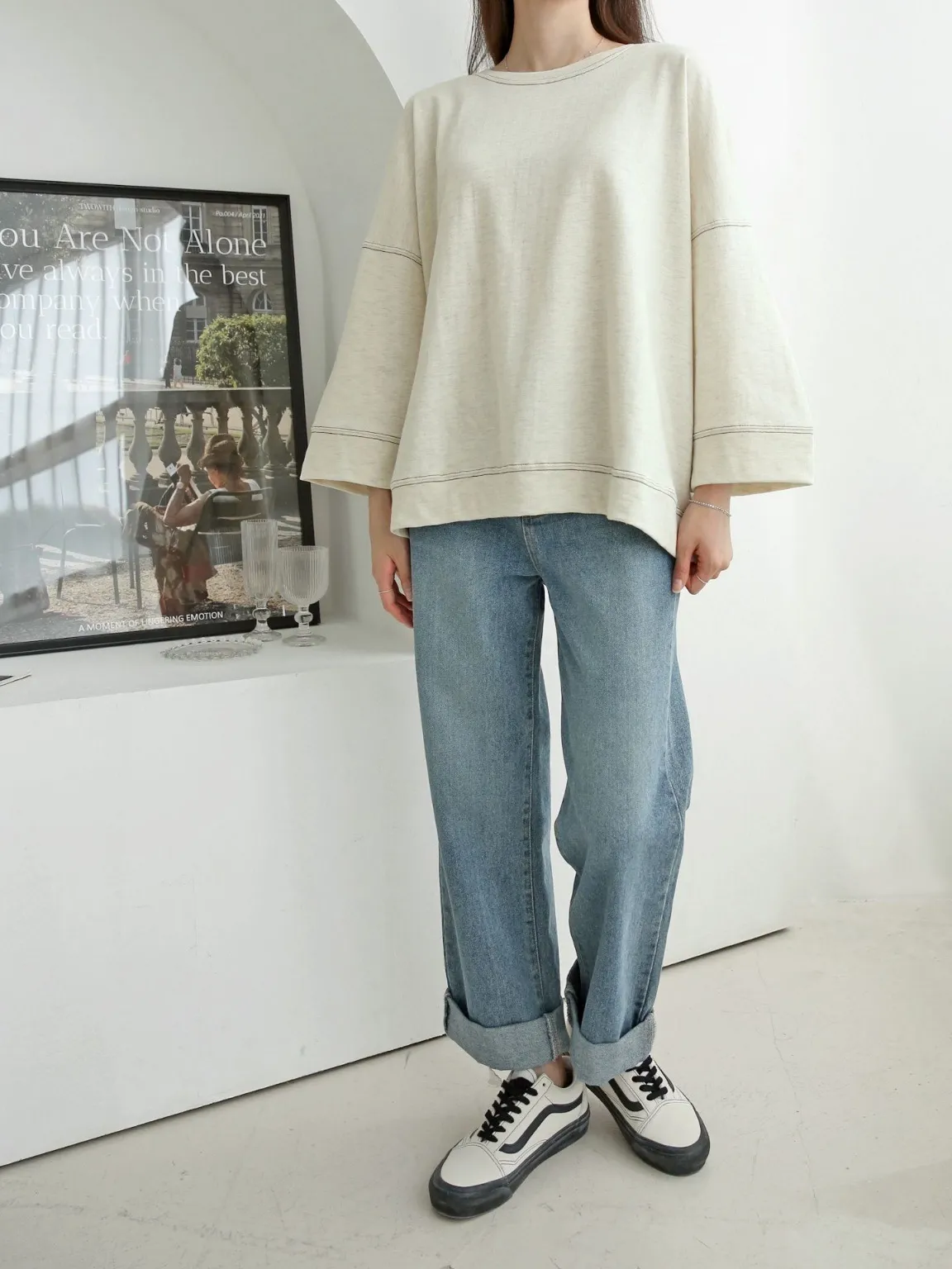 ステッチドロップショルダーボクシーTシャツ | 詳細画像1