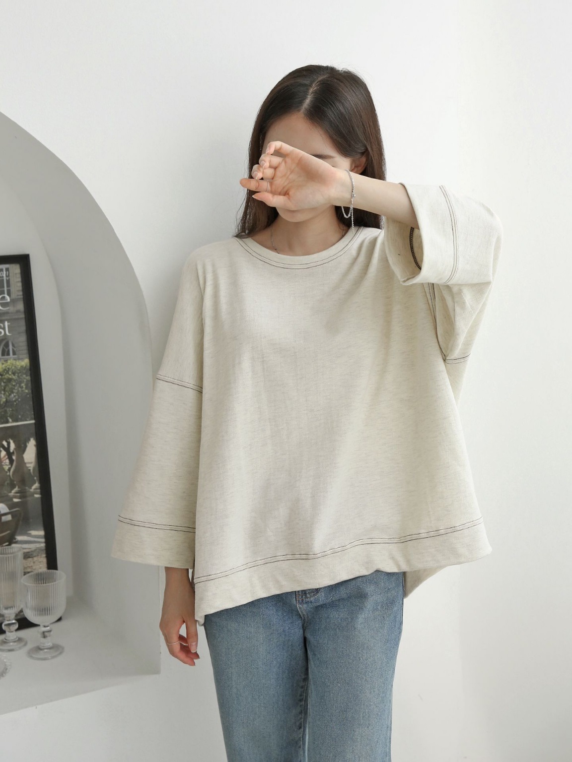 ステッチドロップショルダーボクシーTシャツ | 詳細画像6