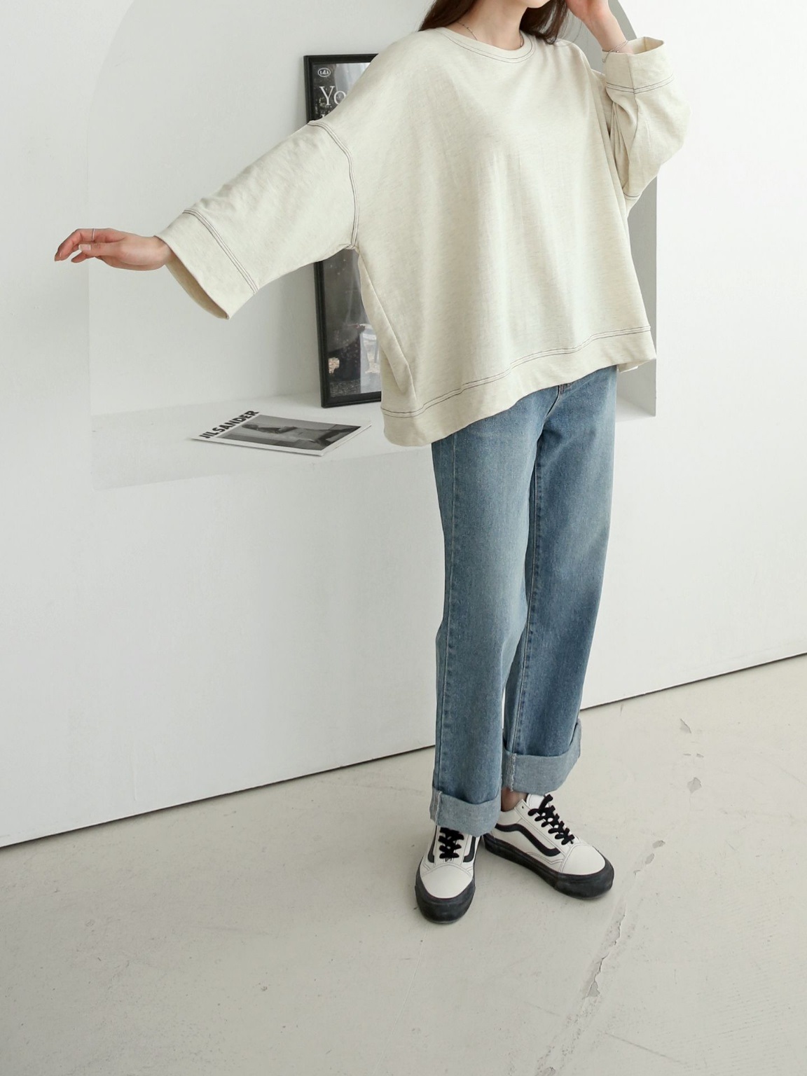 ステッチドロップショルダーボクシーTシャツ | 詳細画像8