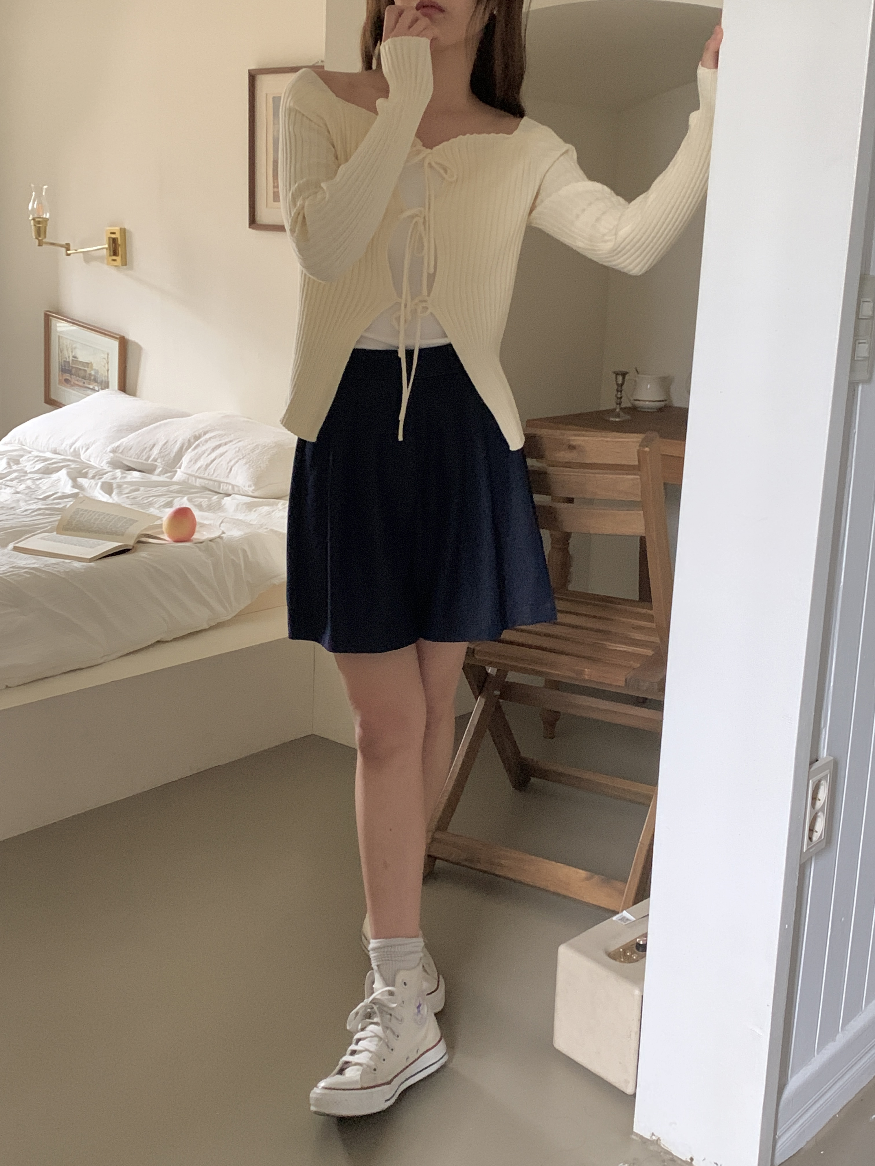 ツータックディープブルーワイドショートデニムパンツ | 詳細画像8