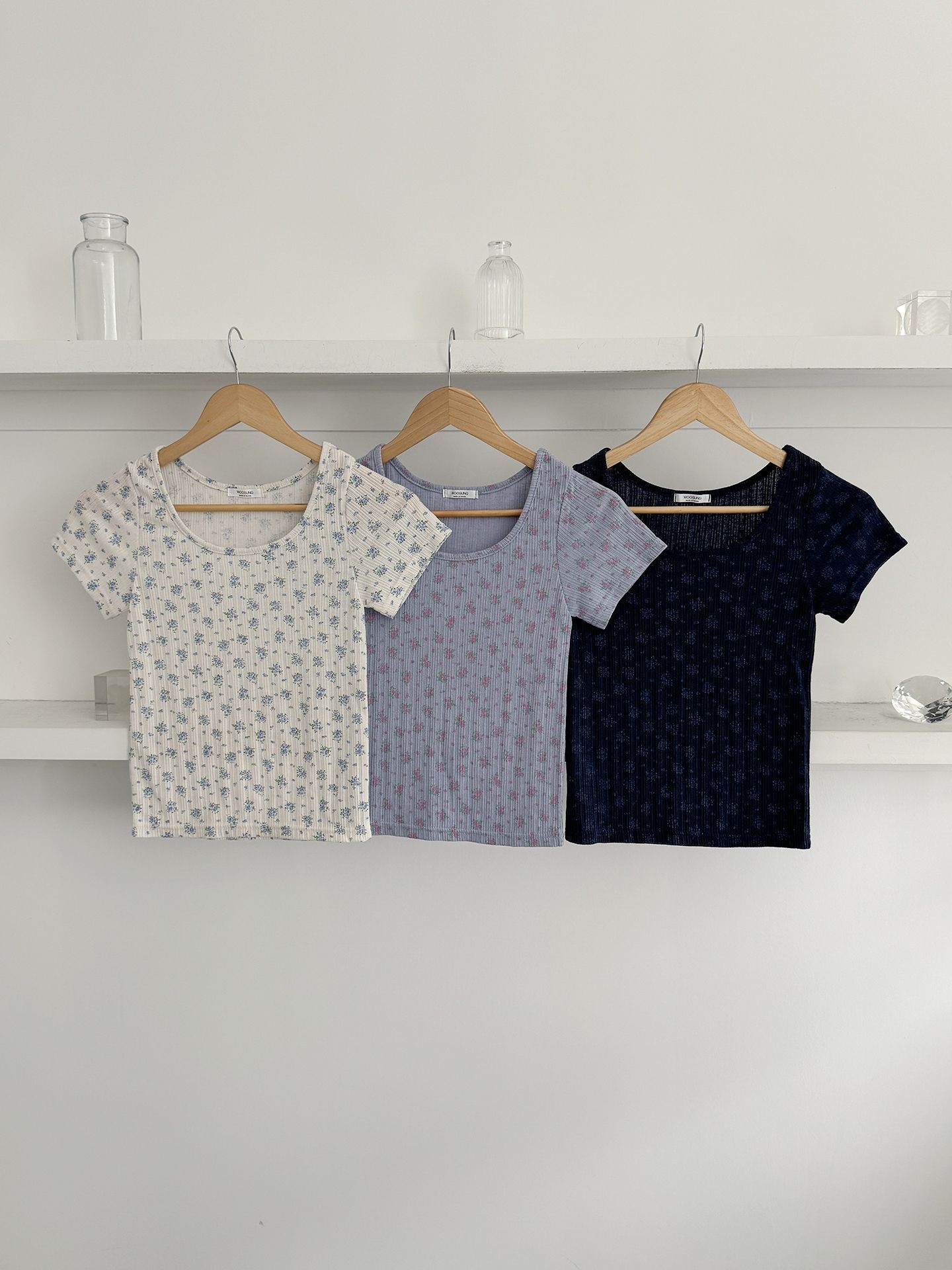 シアーパンチングUネック花柄半袖Tシャツ | 詳細画像17