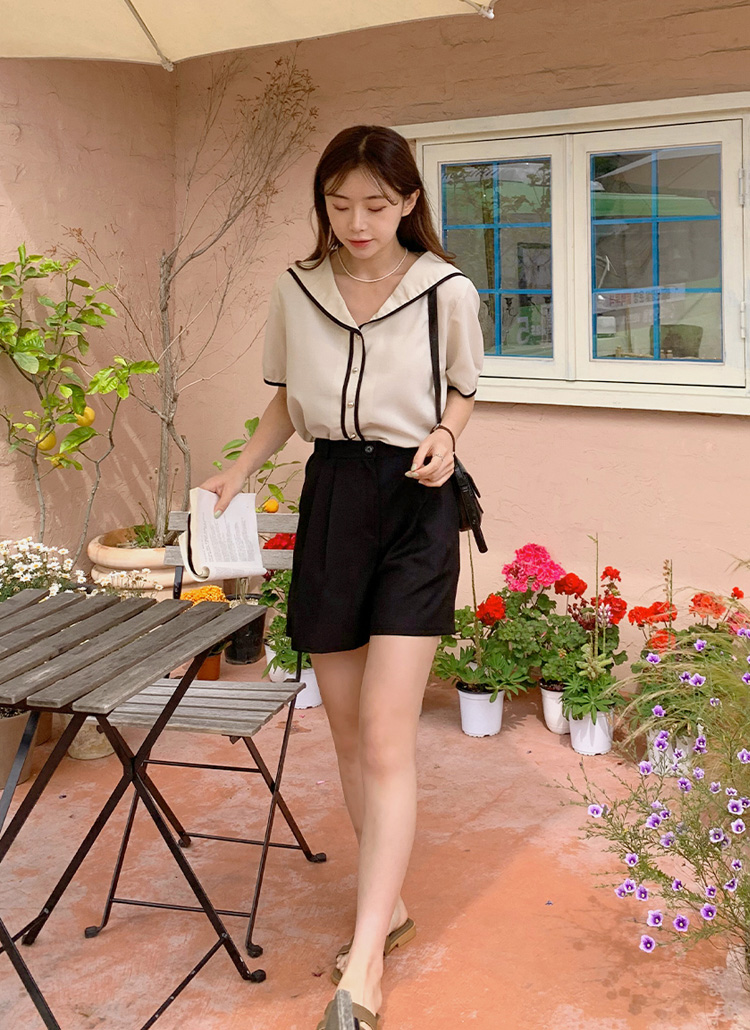 【美品】レオナール　半袖ブラウス　黒ピンク ツイスト半袖ブラウス | PROPORTION BODY DRESSING