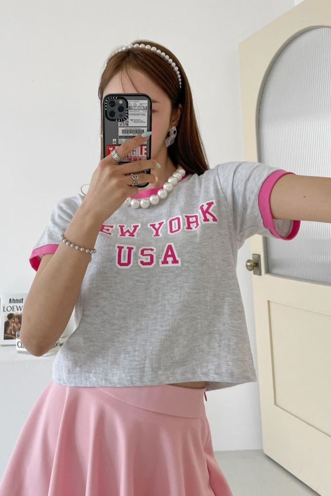 配色NEW YORKクロップド半袖Tシャツ | 詳細画像2