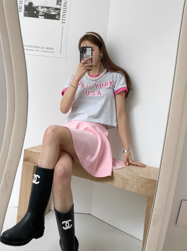 配色NEW YORKクロップド半袖Tシャツ | 詳細画像4