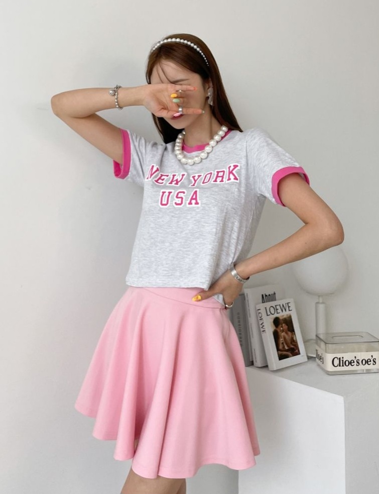 配色NEW YORKクロップド半袖Tシャツ | 詳細画像7