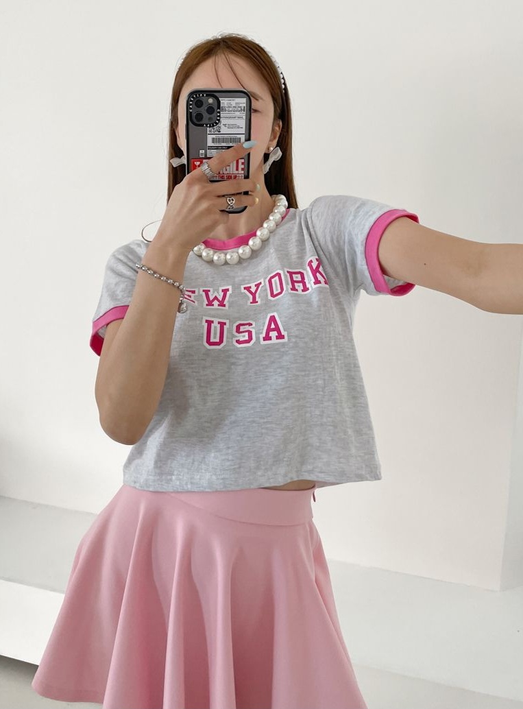 配色NEW YORKクロップド半袖Tシャツ | 詳細画像12
