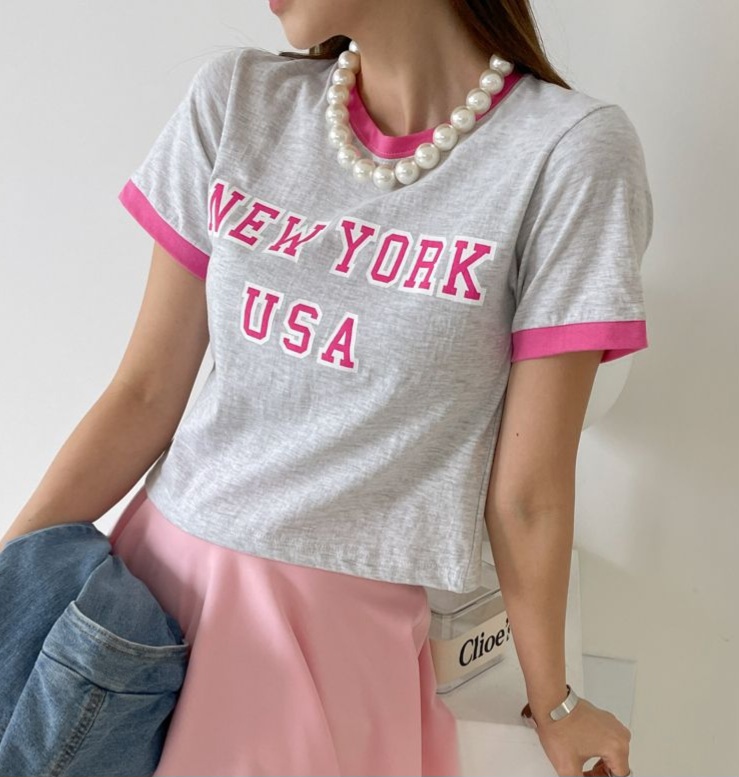 配色NEW YORKクロップド半袖Tシャツ | 詳細画像16