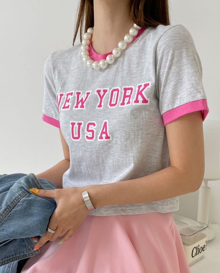 配色NEW YORKクロップド半袖Tシャツ | 詳細画像19