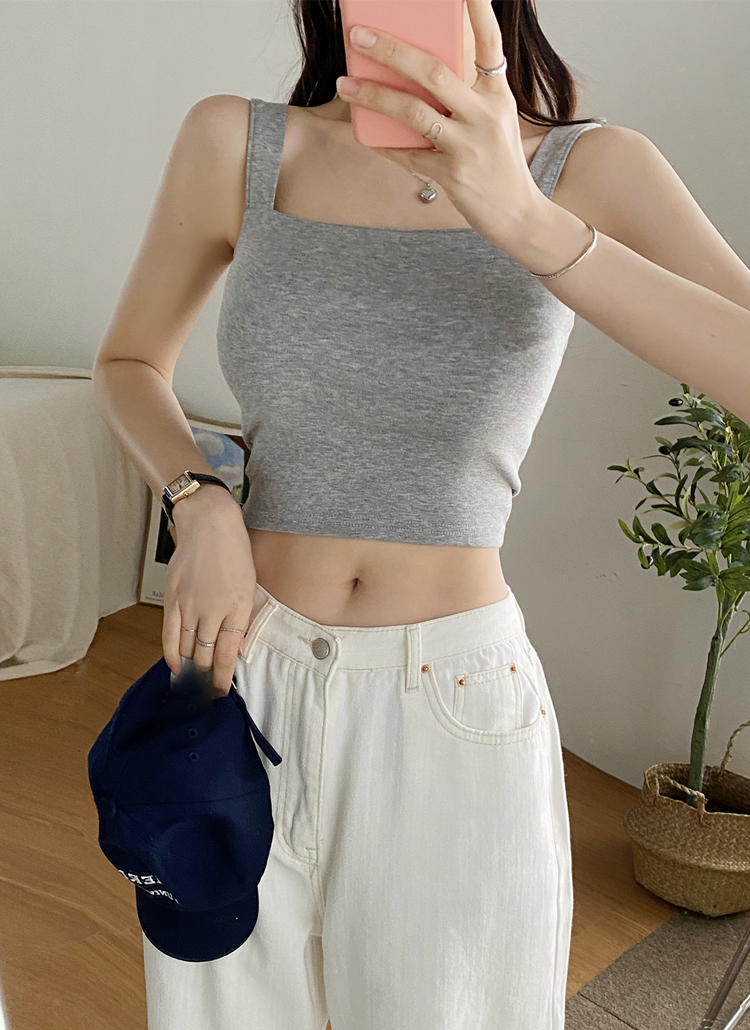 【extreme cashmere】 ベージュ スクエアネック タンクトップ スクエアネック」に該当するレディースのタンクトップ（ベージュ