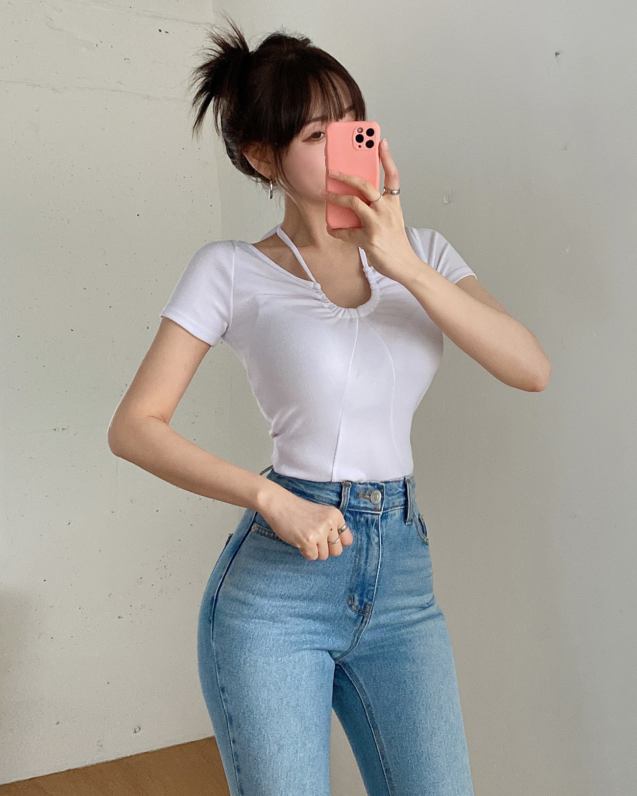 ドロストクロスホルター半袖クロップドTシャツ | 詳細画像6
